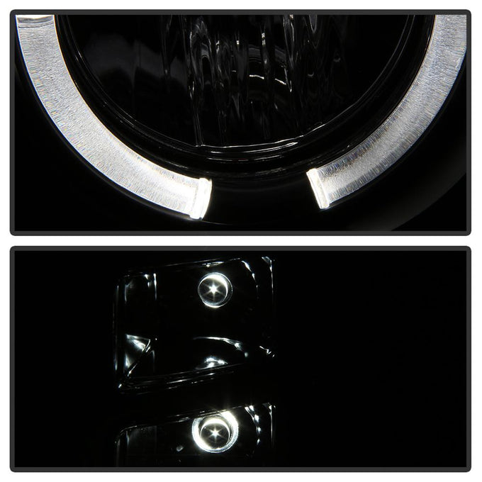 LED Halo Black Smoke Projector Headlights <br>07-13 GMC Sierra 1500 Sierra 2500 HD Sierra 3500 HD