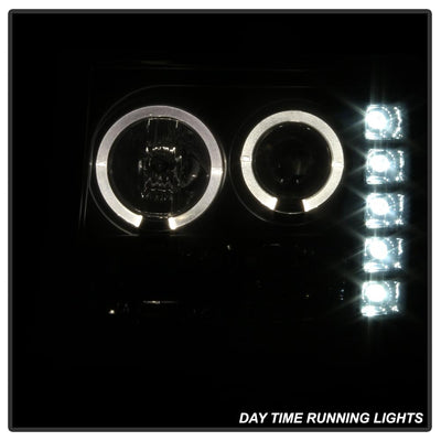 LED Halo Black Smoke Projector Headlights <br>07-13 GMC Sierra 1500 Sierra 2500 HD Sierra 3500 HD