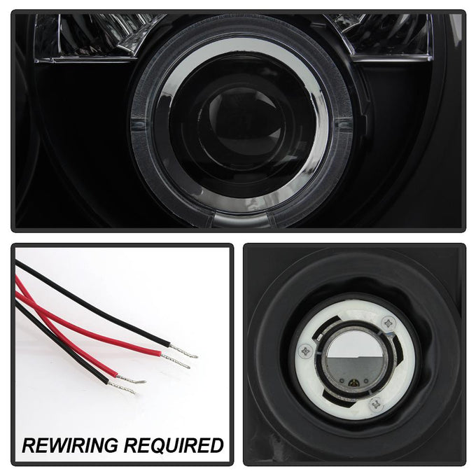 LED Halo Black Smoke Projector Headlights <br>05-07 Jeep Grand Cherokee