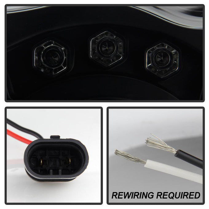 LED Halo Black Smoke Projector Headlights <br>05-07 Jeep Grand Cherokee