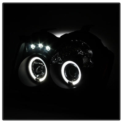 LED Halo Black Smoke Projector Headlights <br>05-07 Jeep Grand Cherokee
