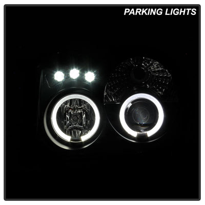 LED Halo Black Smoke Projector Headlights <br>05-07 Jeep Grand Cherokee