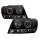 LED Halo Black Smoke Projector Headlights <br>99-04 Jeep Grand Cherokee