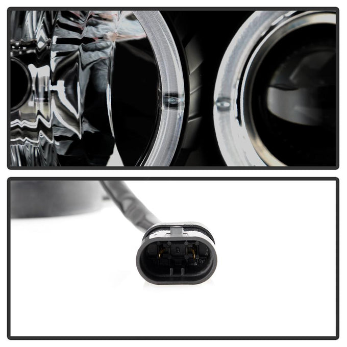 LED Halo Black Smoke Projector Headlights <br>99-04 Jeep Grand Cherokee