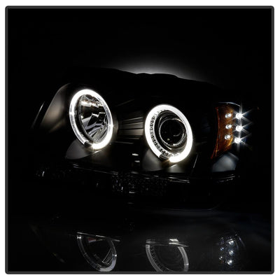 LED Halo Black Smoke Projector Headlights <br>99-04 Jeep Grand Cherokee
