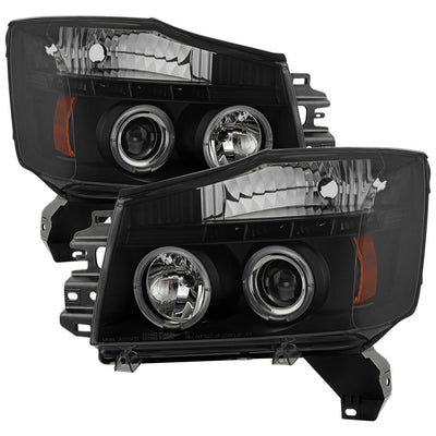 LED Halo Black Smoke Projector Headlights <br>05-07 Nissan Armada 04-15 TITAN 2004 Pathfinder Armada