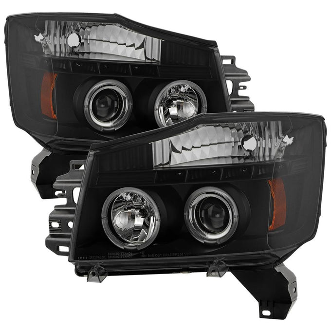 LED Halo Black Smoke Projector Headlights <br>05-07 Nissan Armada 04-15 TITAN 2004 Pathfinder Armada
