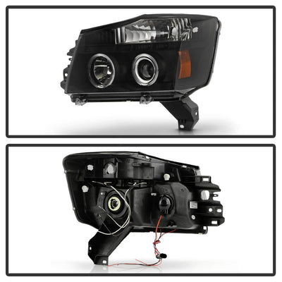 LED Halo Black Smoke Projector Headlights <br>05-07 Nissan Armada 04-15 TITAN 2004 Pathfinder Armada