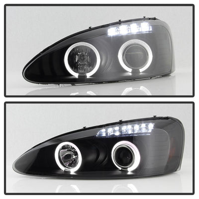 LED Halo Black Smoke Projector Headlights <br>04-08 Pontiac Grand Prix