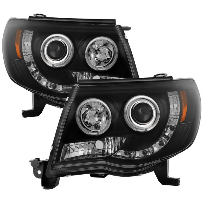 LED Halo Black Smoke Projector Headlights <br>05-11 Toyota Tacoma