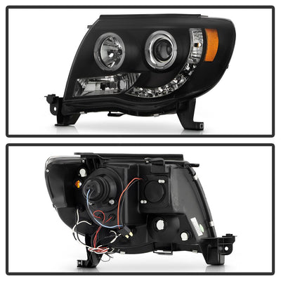 LED Halo Black Smoke Projector Headlights <br>05-11 Toyota Tacoma