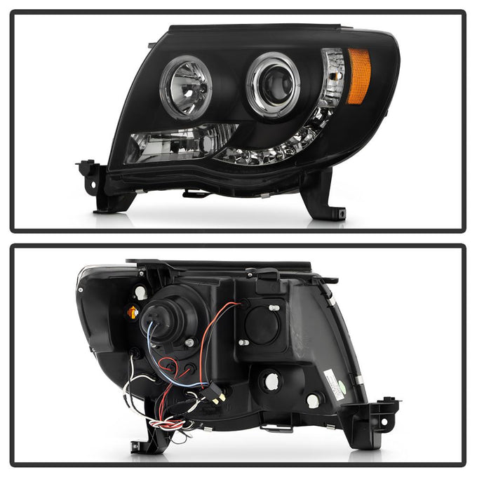 LED Halo Black Smoke Projector Headlights <br>05-11 Toyota Tacoma