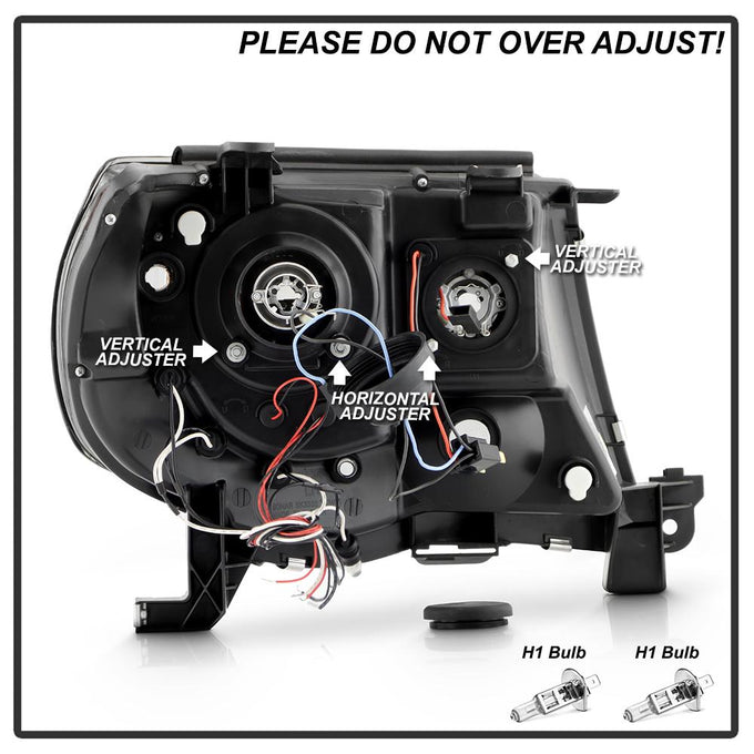 LED Halo Black Smoke Projector Headlights <br>05-11 Toyota Tacoma
