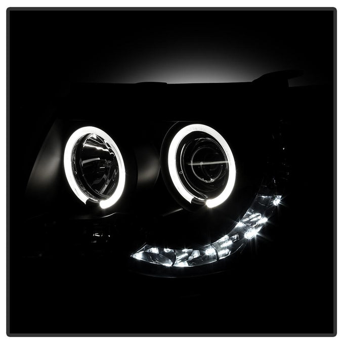 LED Halo Black Smoke Projector Headlights <br>05-11 Toyota Tacoma