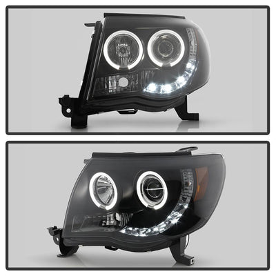 LED Halo Black Smoke Projector Headlights <br>05-11 Toyota Tacoma