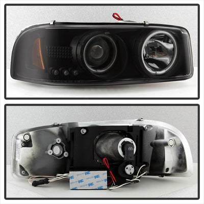 CCFL Halo Black Smoke Projector Headlights <br>99-06 GMC Sierra 1500-3500, Yukon, 2007 Classic