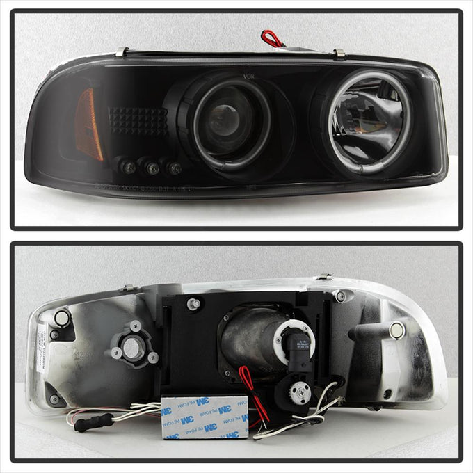 CCFL Halo Black Smoke Projector Headlights <br>99-06 GMC Sierra 1500-3500, Yukon, 2007 Classic
