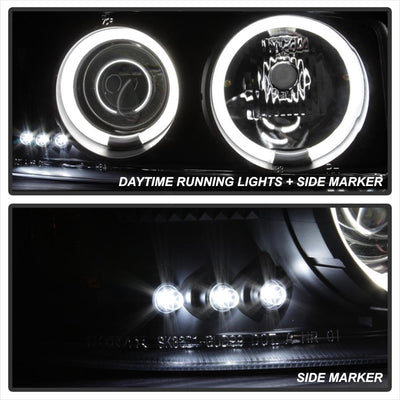 CCFL Halo Black Smoke Projector Headlights <br>99-06 GMC Sierra 1500-3500, Yukon, 2007 Classic