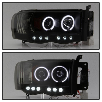 CCFL Halo Black Smoke Projector Headlights <br>02-05 Dodge Ram 1500 03-05 Dodge Ram 3500 Ram 2500