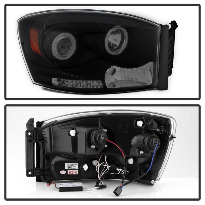 CCFL Halo Black Smoke Projector Headlights <br>06-08 Dodge Ram 1500 06-09 Dodge Ram 2500 Ram 3500