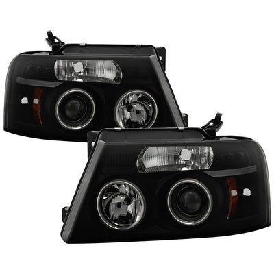 Version 2 Black Smoke CCFL Halo Projector Headlights <br>04-08 Ford F-150
