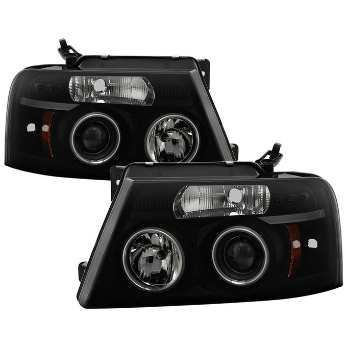 Version 2 Black Smoke CCFL Halo Projector Headlights <br>04-08 Ford F-150