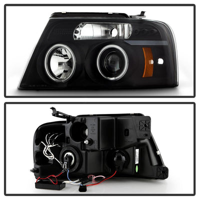 Version 2 Black Smoke CCFL Halo Projector Headlights <br>04-08 Ford F-150