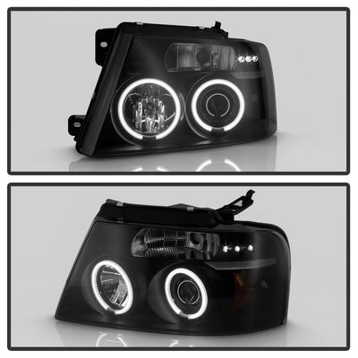 Version 2 Black Smoke CCFL Halo Projector Headlights <br>04-08 Ford F-150