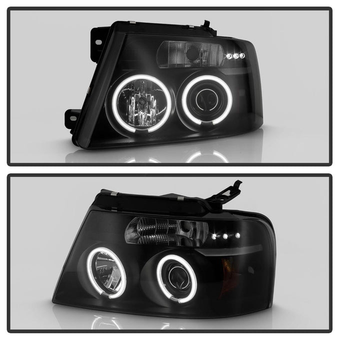 Version 2 Black Smoke CCFL Halo Projector Headlights <br>04-08 Ford F-150