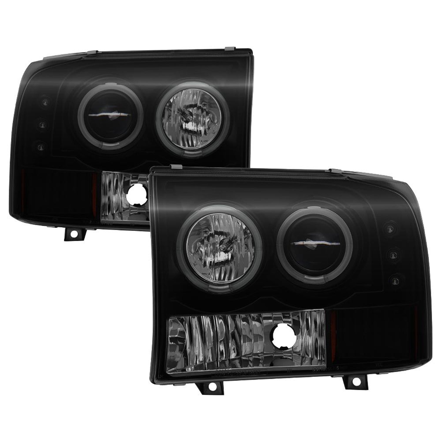 Version 2 Black Smoke CCFL Halo 1PC Projector Headlights <br>99-04 Ford F-250 Super Duty 00-04 Ford Excursion