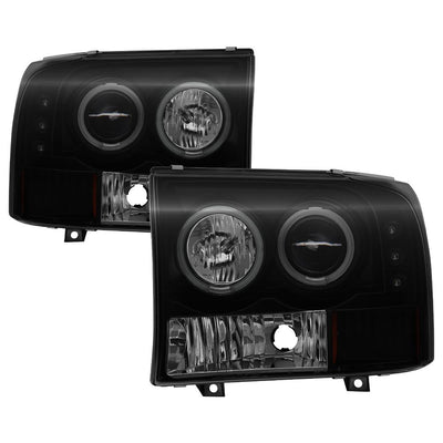 Version 2 Black Smoke CCFL Halo 1PC Projector Headlights <br>99-04 Ford F-250 Super Duty 00-04 Ford Excursion