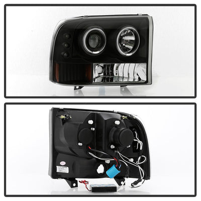 Version 2 Black Smoke CCFL Halo 1PC Projector Headlights <br>99-04 Ford F-250 Super Duty 00-04 Ford Excursion