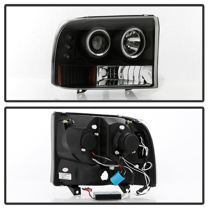 Version 2 Black Smoke CCFL Halo 1PC Projector Headlights <br>99-04 Ford F-250 Super Duty 00-04 Ford Excursion