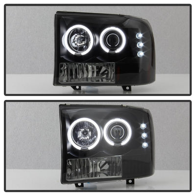 Version 2 Black Smoke CCFL Halo 1PC Projector Headlights <br>99-04 Ford F-250 Super Duty 00-04 Ford Excursion