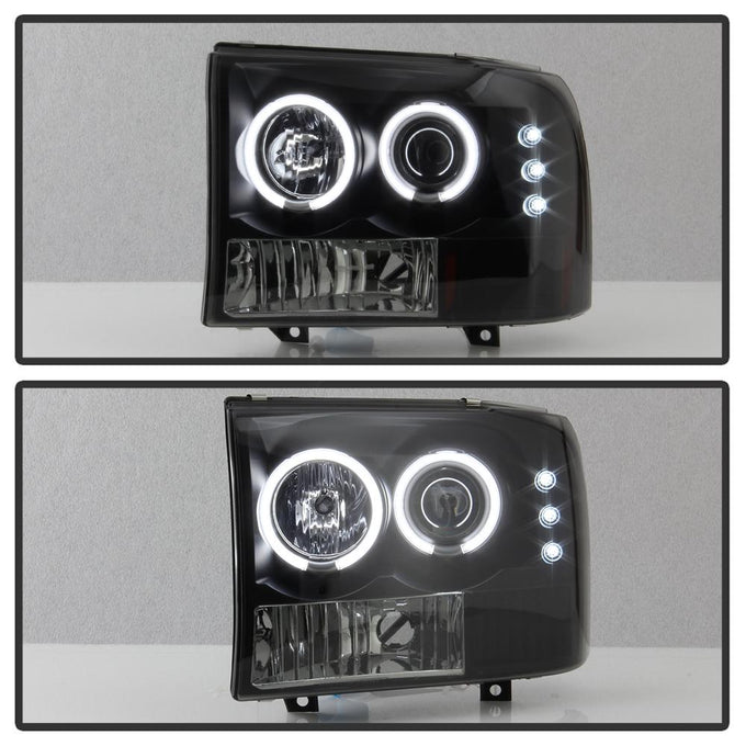 Version 2 Black Smoke CCFL Halo 1PC Projector Headlights <br>99-04 Ford F-250 Super Duty 00-04 Ford Excursion