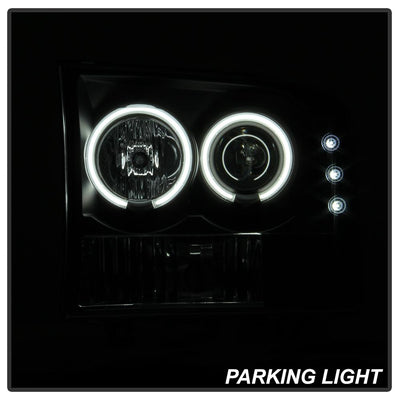 Version 2 Black Smoke CCFL Halo 1PC Projector Headlights <br>99-04 Ford F-250 Super Duty 00-04 Ford Excursion