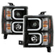 Light Bar DRL Black Projector Headlights <br>14-15 Chevrolet Silverado 1500