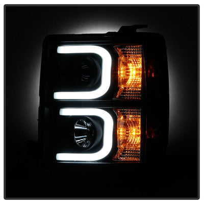 Light Bar DRL Black Projector Headlights <br>14-15 Chevrolet Silverado 1500