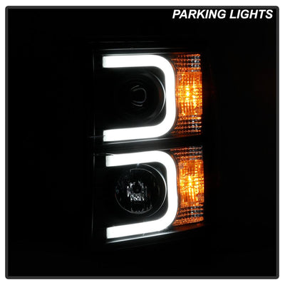 Light Bar DRL Black Projector Headlights <br>14-15 Chevrolet Silverado 1500