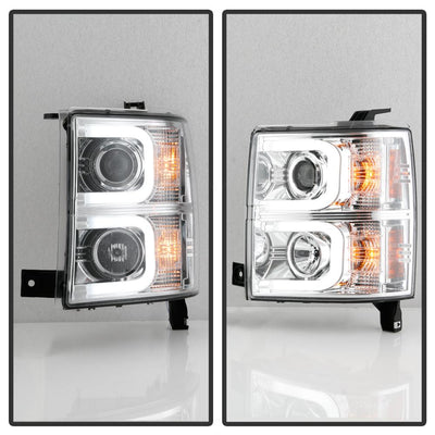 Light Bar DRL Chrome Projector Headlights <br>14-15 Chevrolet Silverado 1500