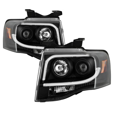 Light Tube DRL Black Projector Headlights <br>07-13 Ford Expedition
