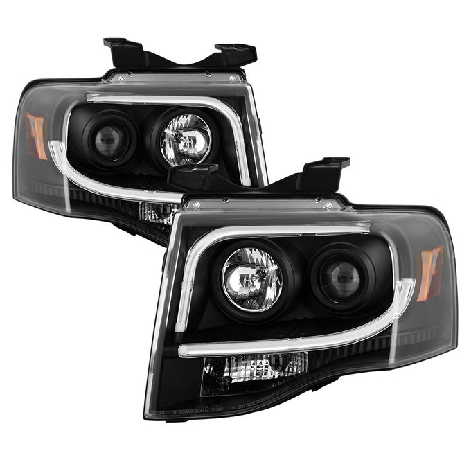 Light Tube DRL Black Projector Headlights <br>07-13 Ford Expedition