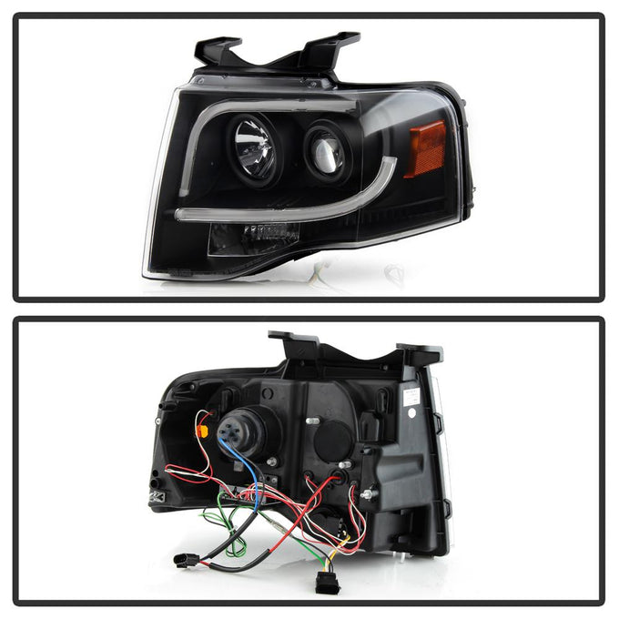 Light Tube DRL Black Projector Headlights <br>07-13 Ford Expedition