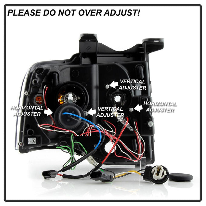 Light Tube DRL Black Projector Headlights <br>07-13 Ford Expedition