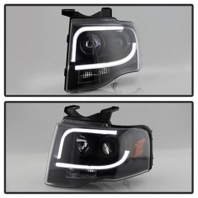 Light Tube DRL Black Projector Headlights <br>07-13 Ford Expedition