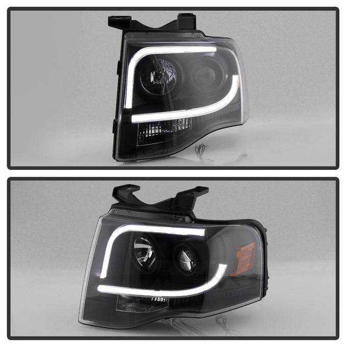 Light Tube DRL Black Projector Headlights <br>07-13 Ford Expedition