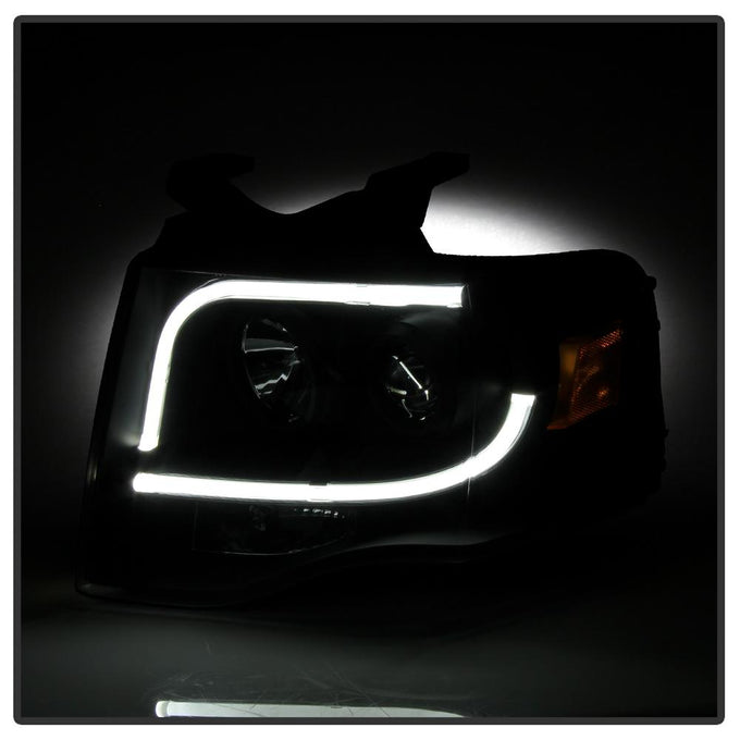 Light Tube DRL Black Projector Headlights <br>07-13 Ford Expedition