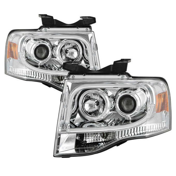Light Tube DRL Chrome Projector Headlights <br>07-13 Ford Expedition