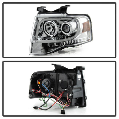 Light Tube DRL Chrome Projector Headlights <br>07-13 Ford Expedition