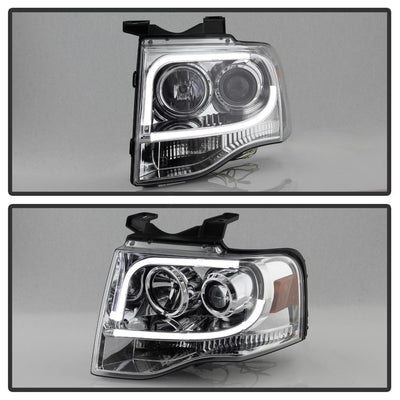 Light Tube DRL Chrome Projector Headlights <br>07-13 Ford Expedition